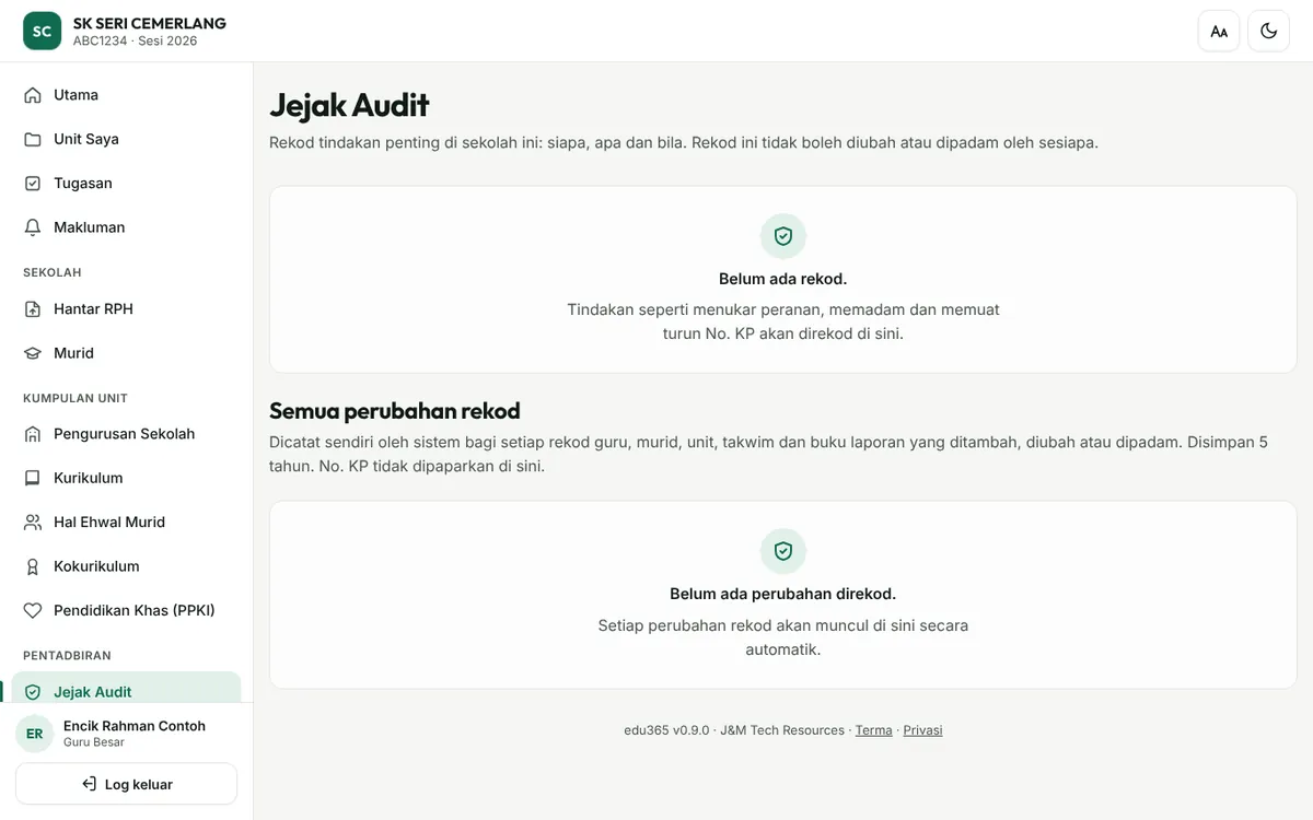 Halaman Jejak Audit